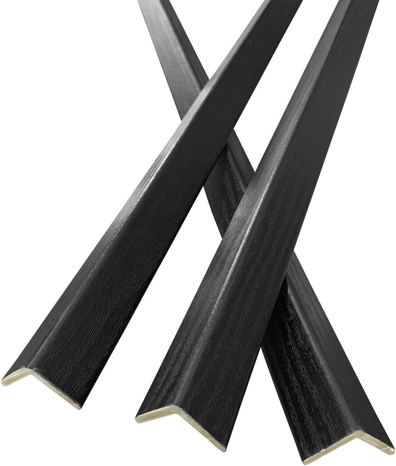 YLL YLL 3 PCS 45" Wall Corner Protector Trim Borders for Wall Black Wood Grain Wall Edge Strip Crown Molding Trim Door and Window Frames Mirror Trim Backsplash Tile Edge - Image 1